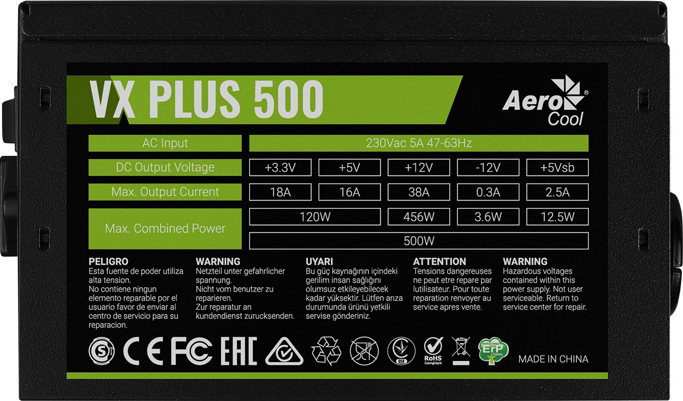 Nguồn Aerocool VX-500 Plus 500W NEW BOX