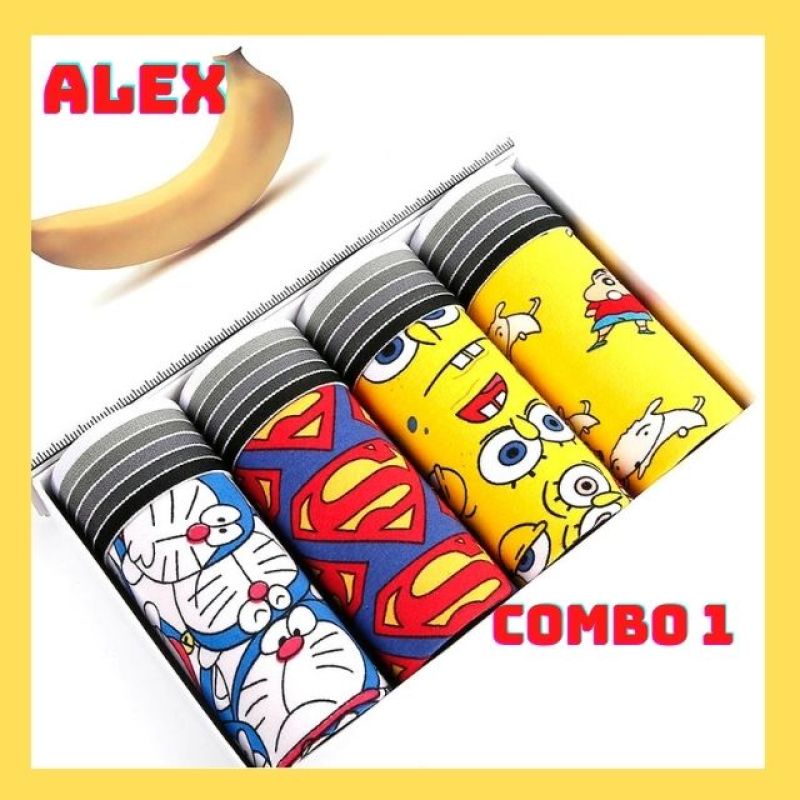 Combo 4 quần lót nam quần sịp đùi boxer hoạt hình doremon, cam kết hàng đúng mô tả, chất lượng đảm bảo an toàn đến sức khỏe người sử dụng