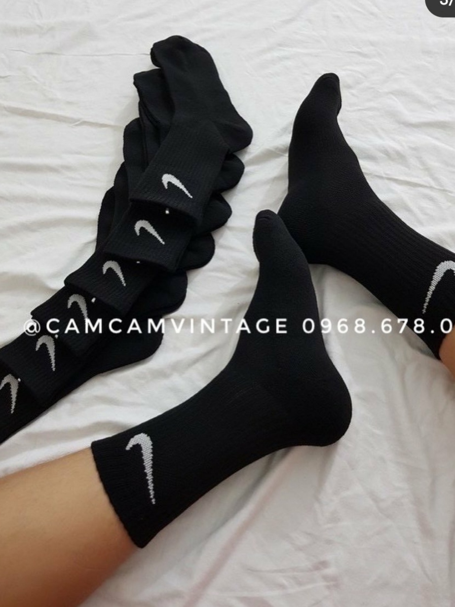 Tất Cổ Cao Vớ Trơn Nam Nữ Màu Đen Trắng Phong Cách Basic, Tất vớ nam thể thao đá bóng cao cổ - Vớ nam thể thao hàng xuất xịn ni ke TẤT CAO CỔ NỮ, VỚ CAO CỔ NAM