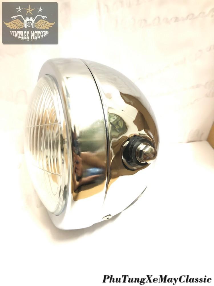 ĐÈN PHA XE MÁY ĐỘ CLASSIC - Đèn Pha Su GN màu mạ inox