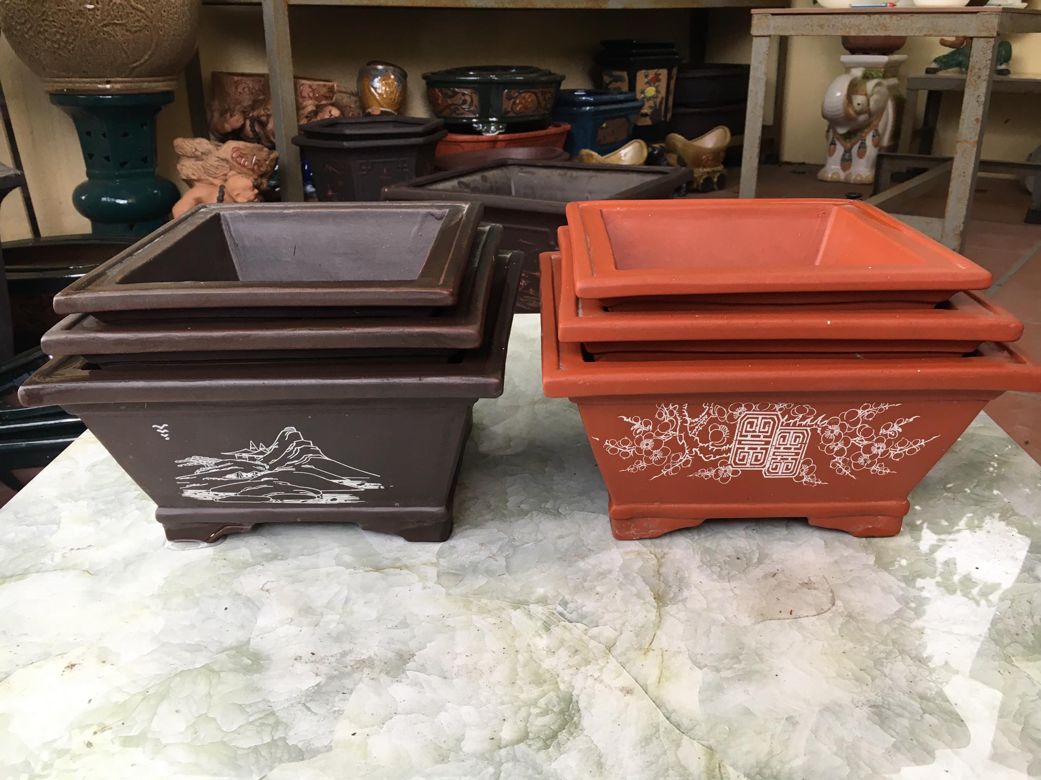 Bộ chậu vuông mini