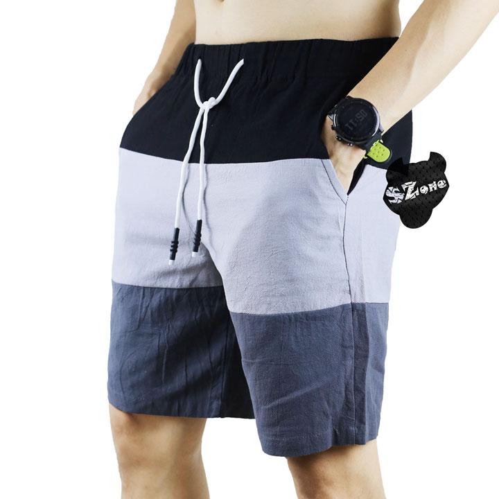 Quần đũi nam phối màu hè, Quần đùi đũi nam, Quần shorts vải đũi SQ502