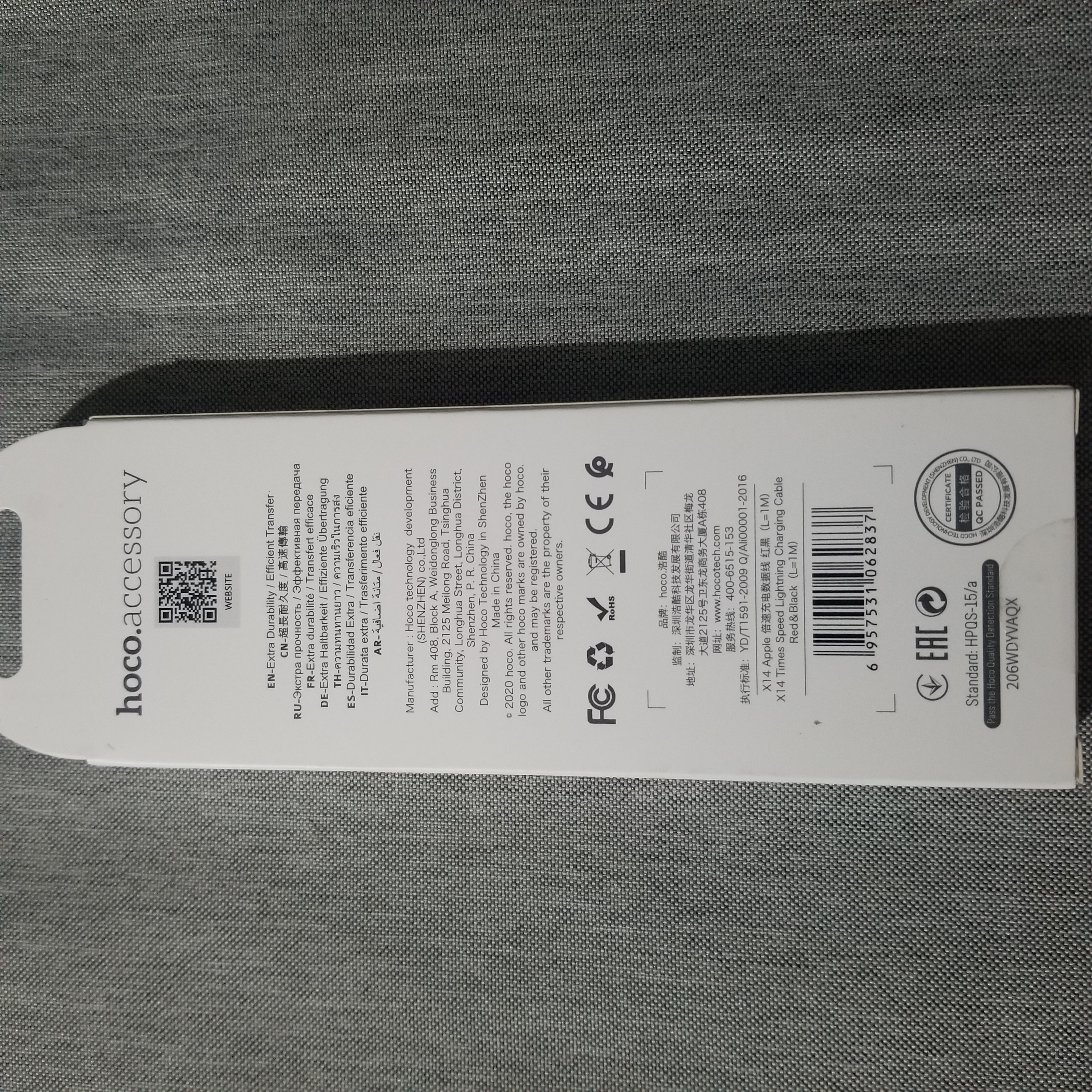 Cáp sạc Hoco X14 Type-C (3A, Sạc nhanh,  1 Mét)  - màu ngẫu nhiên