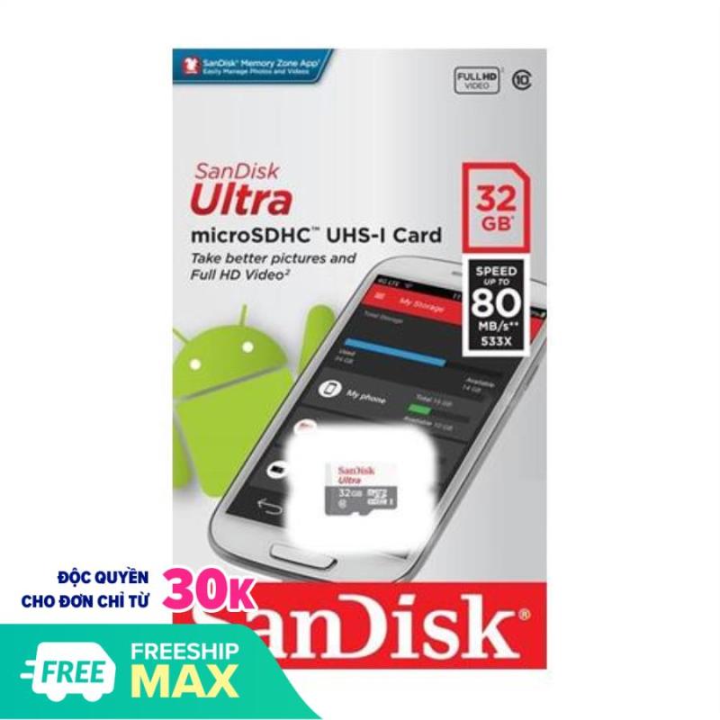 Thẻ nhớ 32GB SanDisk Ultra MicroSDHC 80MB/s BH 5 Năm