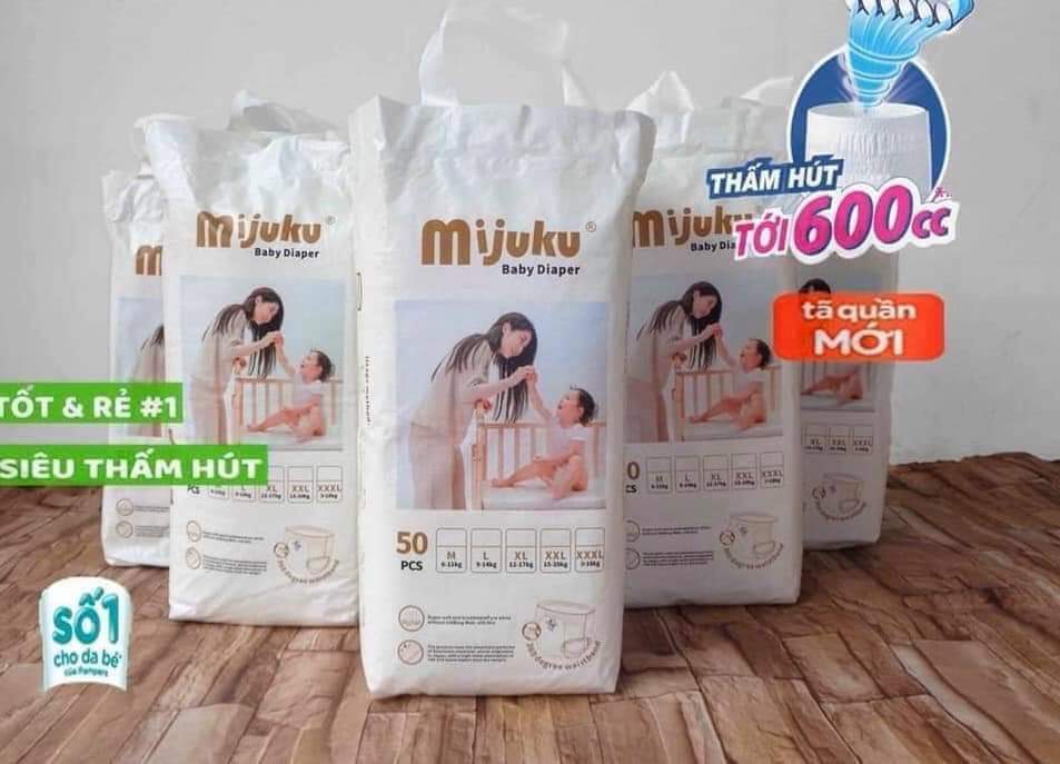 Bỉm Mijuku cao cấp 100 miếng đủ size cho bé
