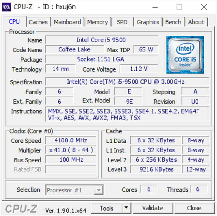 CPU Core I5 9500