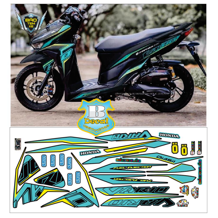 Tem rời xe vario 150 xanh đen mới