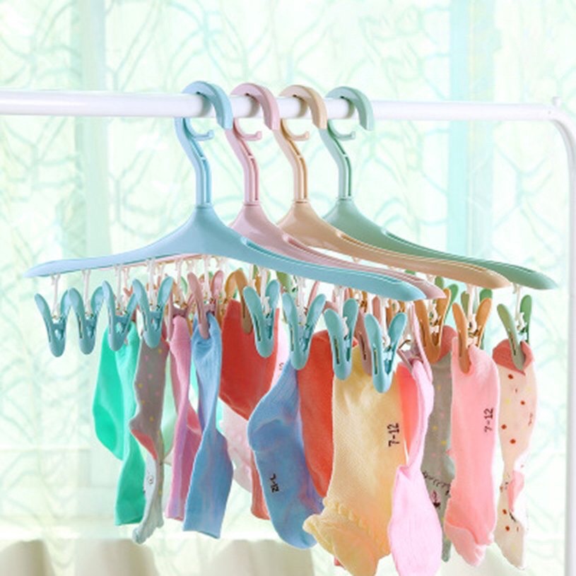 Móc phơi đồ, móc treo 8 kẹp chống bay  - móc kẹp đồ