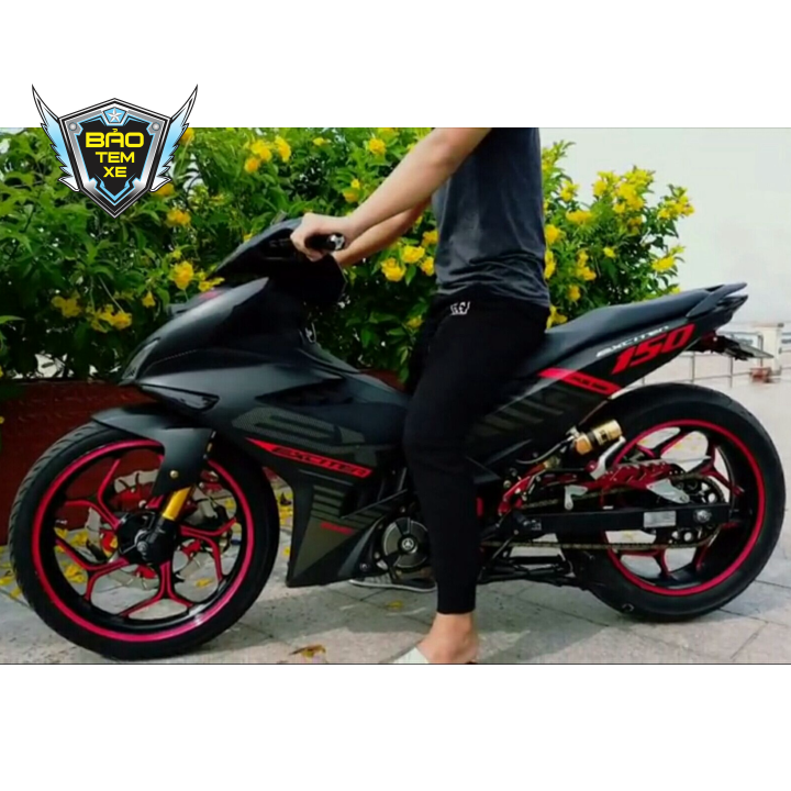 Tem rời xe exciter 150 đỏ đen nhám