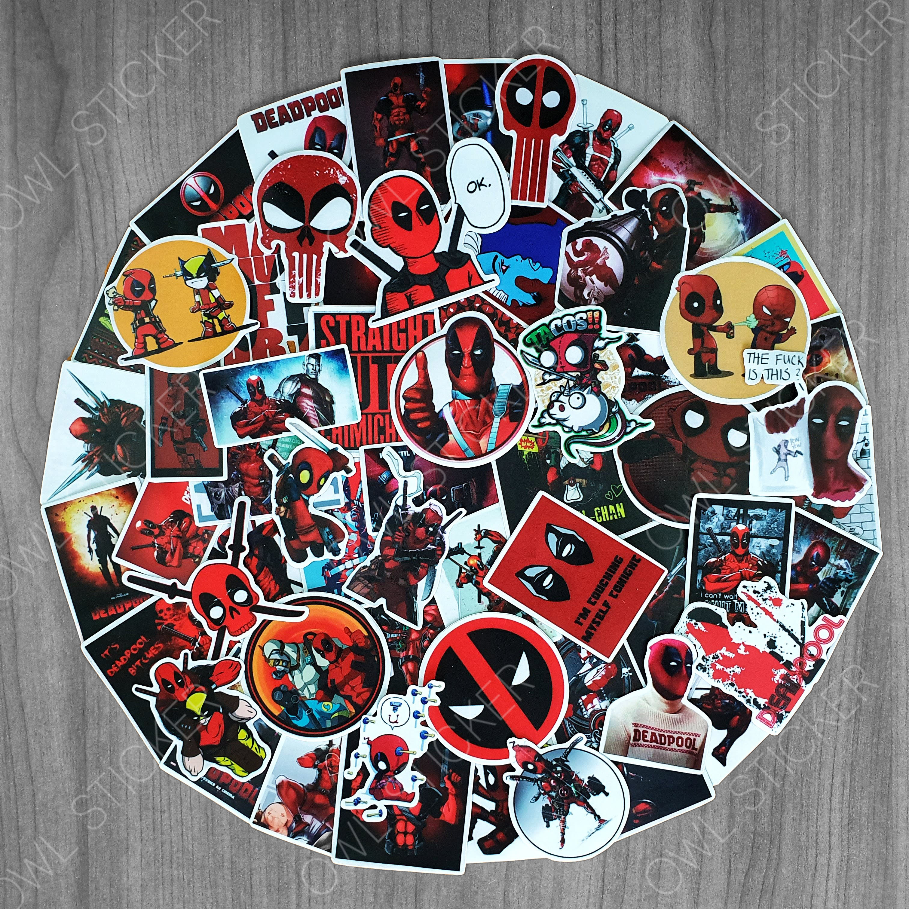 [HCM]Combo hình dán dị nhân DEADPOOL sticker pvc chống nước cao cấp không bay màu - Owl Sticker