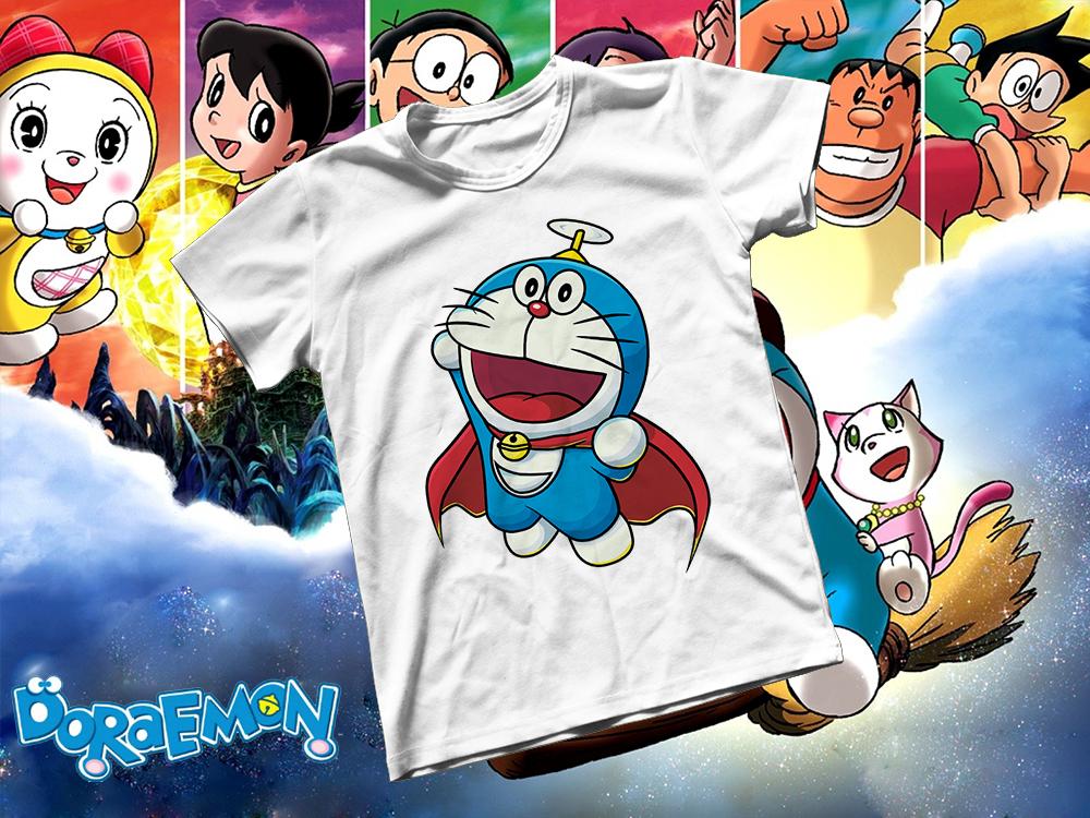 [HCM]Áo thun Cotton Unisex - Anime - Doraemon - Doraemon superman