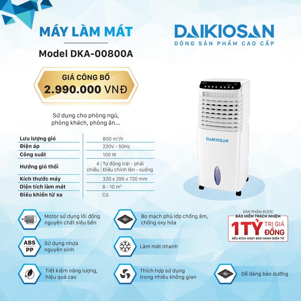 Máy làm mát Daikio DKA-00800A