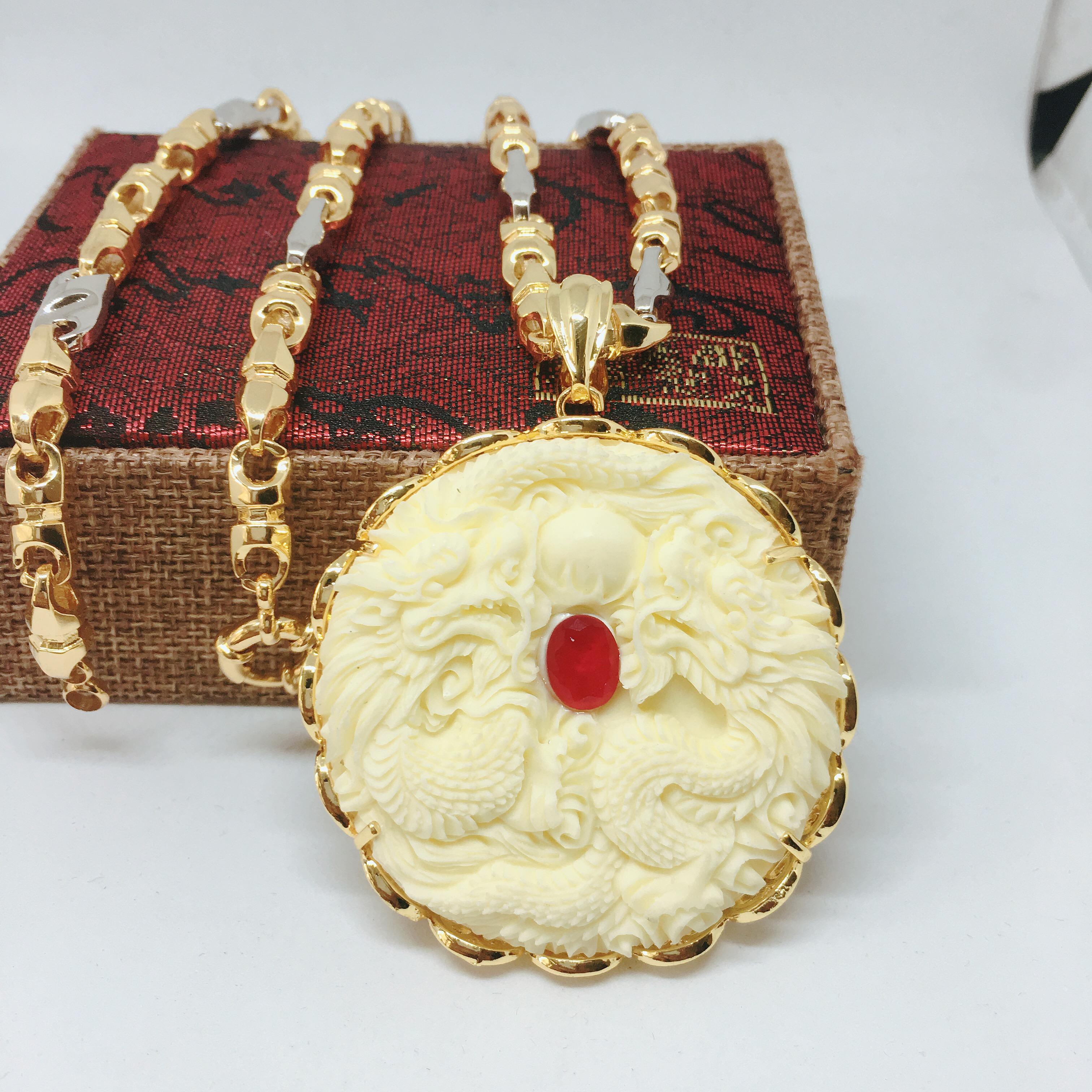 Vòng cổ Nam Vip Bạc Thái mạ vàng, Vòng Cổ Nam Phong Cách, Dây chuyền nam bạc Thái phong cách MS007  Jewelry Bảo Tín (dây và mặt) ( Màu Vàng)