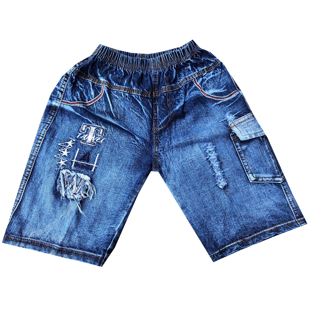 Quần jean lửng bé trai phối túi cao cấp họa tiết ngẫu nhiên size từ 25-36kg VNXK vải mềm mịn