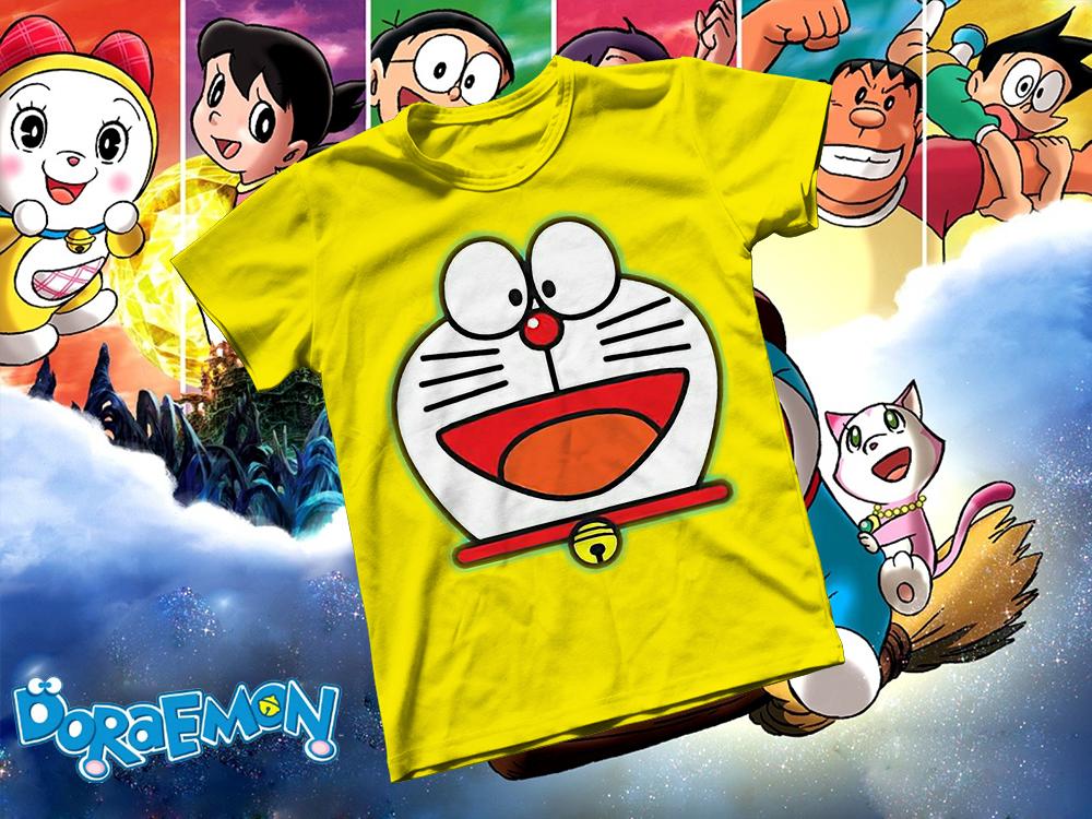 [HCM]Áo thun Cotton Unisex - Anime - Doraemon - Mặt Doraemon dễ thương