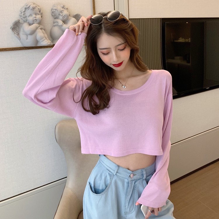 Áo thun nữ tay dài croptop thời trang