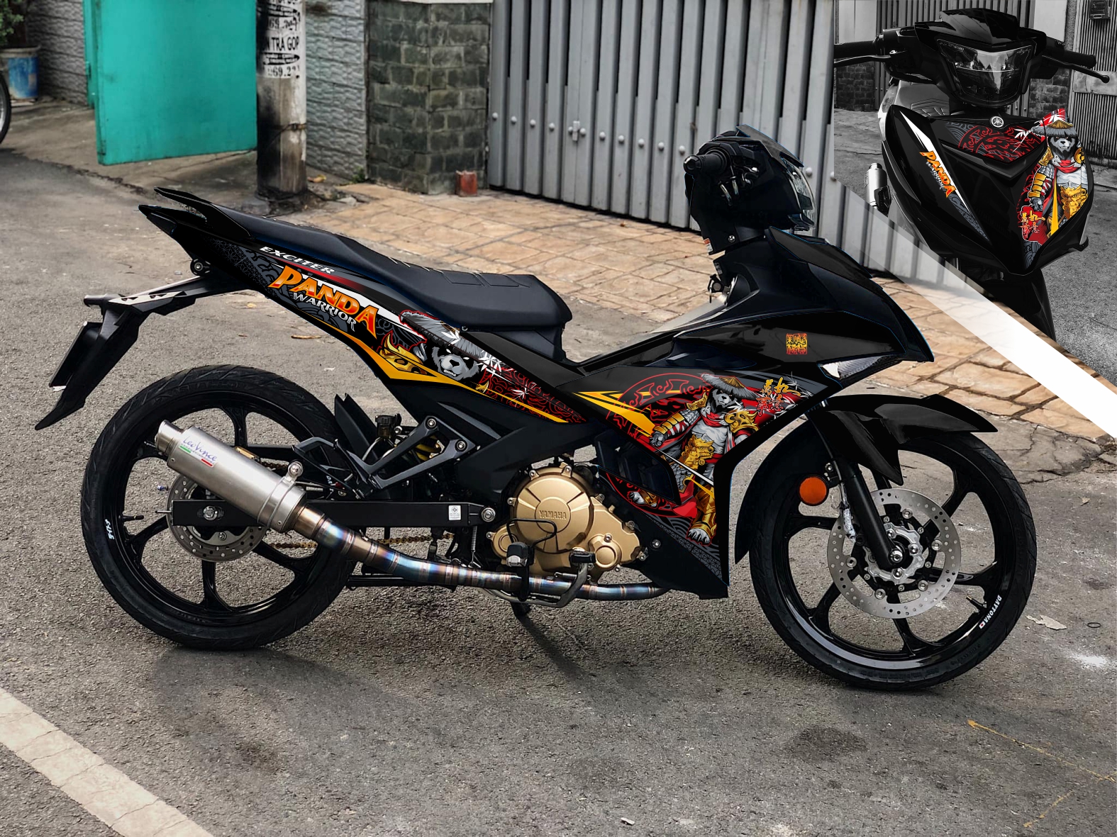 Tem rời Exciter 150 đen Master Panda New Style Chinese dán xe đen cực ngầu