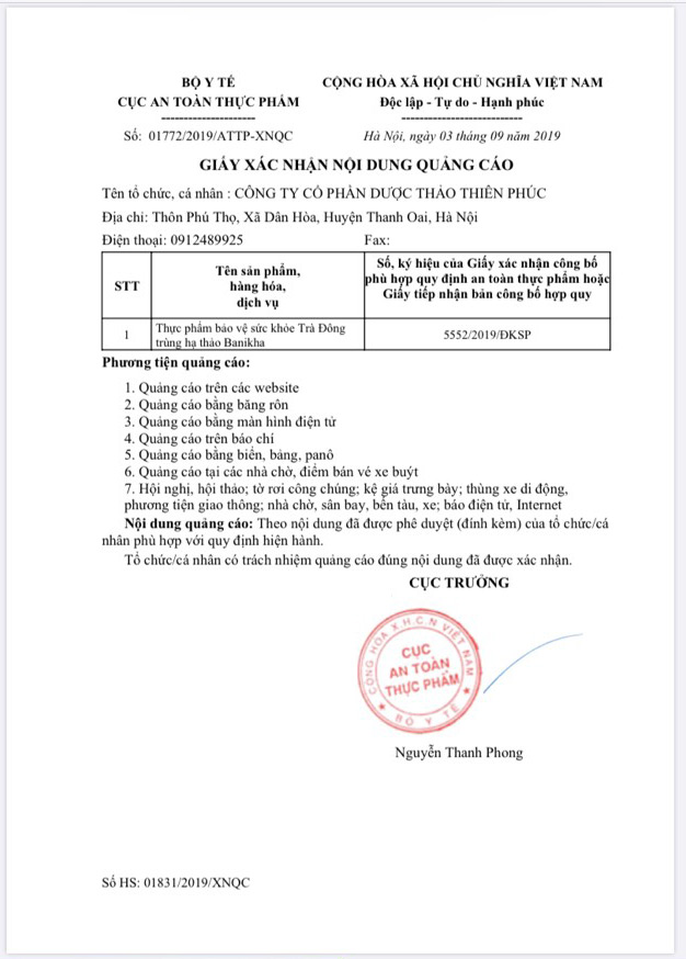 Trà đông trùng hạ thảo Banikha Thiên Phúc