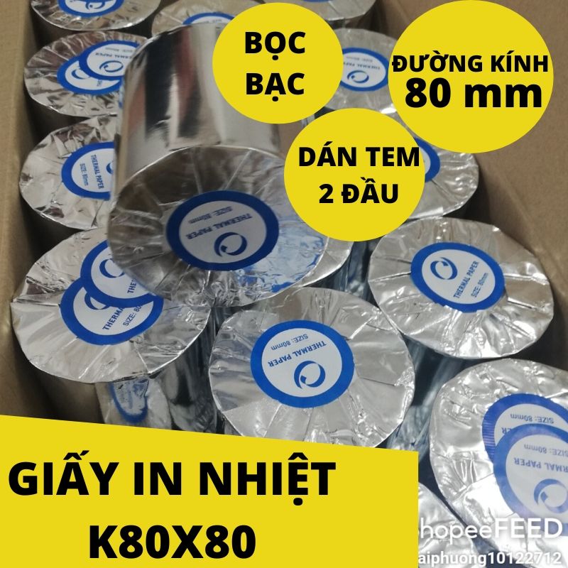 10 Cuộn Giấy in nhiệt K80 x 80mm