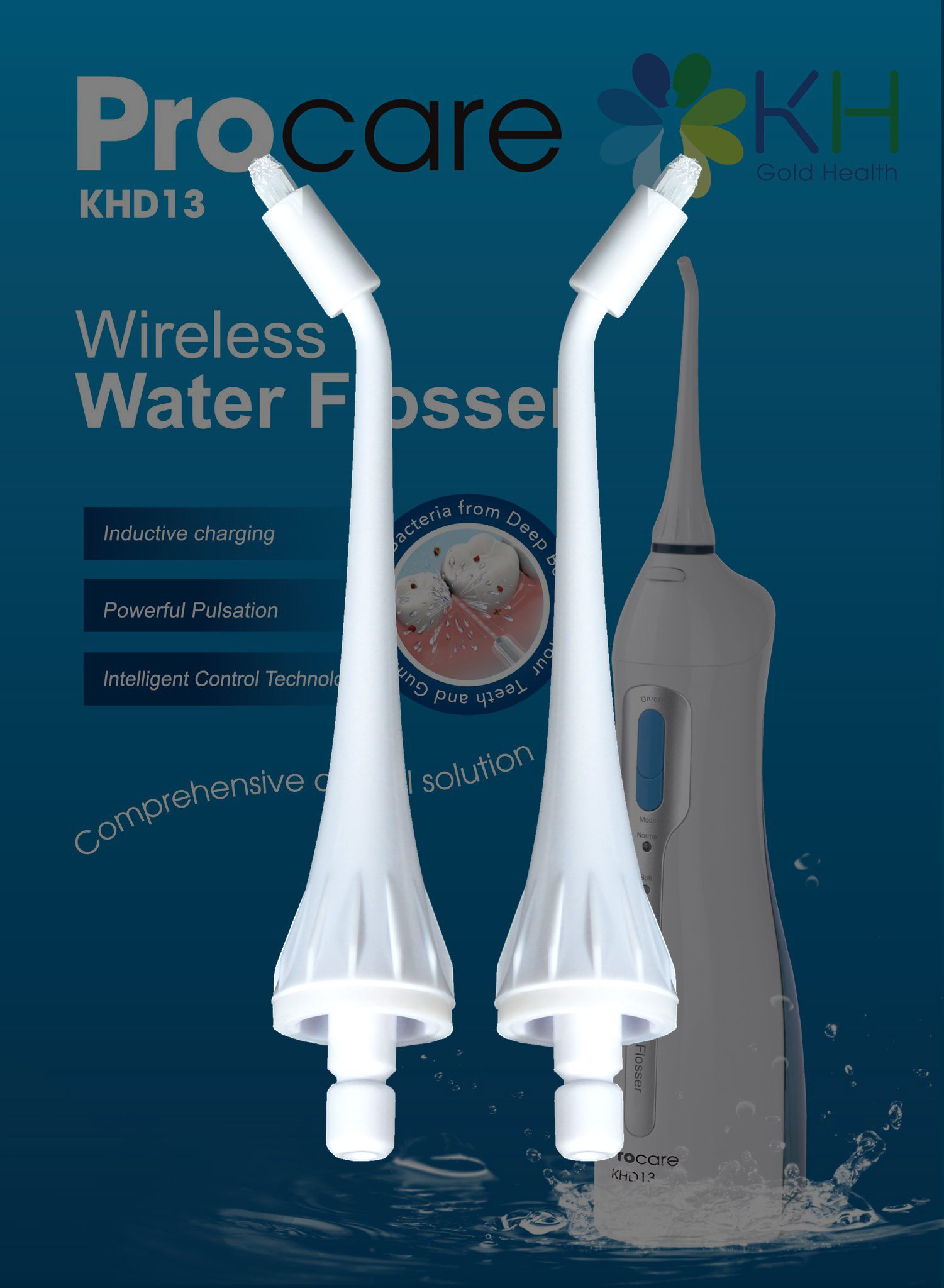 Bộ 2 đầu chỉnh nha (có lông chải) máy tăm nước du lịch Procare KHD13