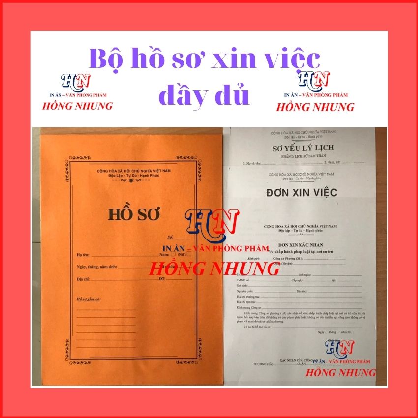 [HCM]Combo 5 Bộ Hồ Sơ Xin Việc Đầy Đủ Màu Vàng/ Trắng Khổ F4