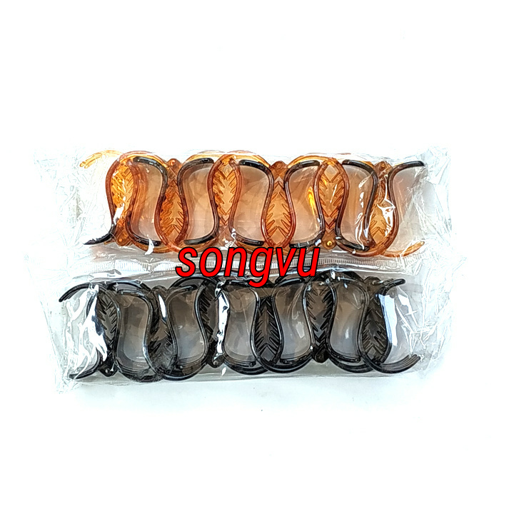 Cặp tóc càng cua 5 răng (Lố 12 chiếc mix màu đen nâu)