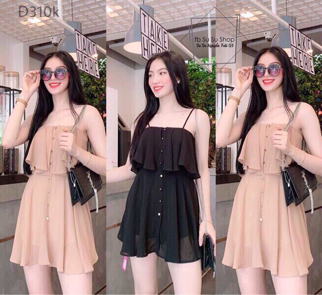 [HCM]ĐẦM HAI DÂY TẦNG NÚT XÒE DỄ THƯƠNG