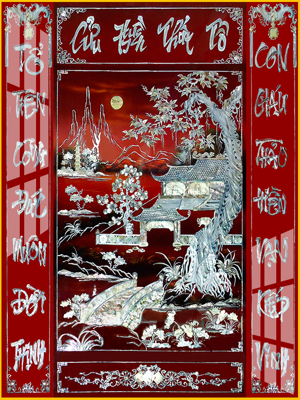 Tranh bóng kiếng treo tường trang trí bàn thờ phòng thờ Cửu Huyền Thất Tổ BKCHTT021 nhiều KT