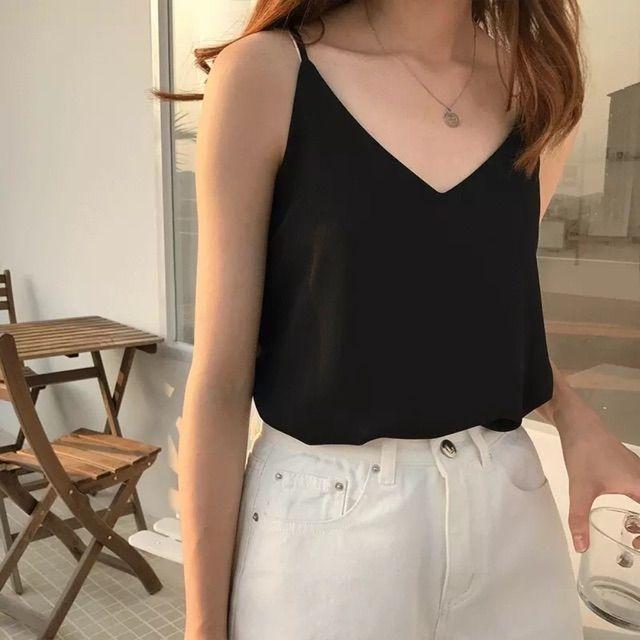 Áo hai dây voan lụa