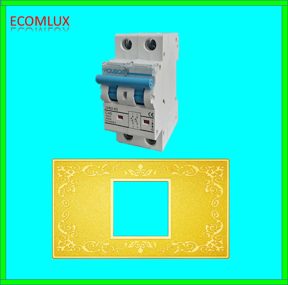 Attomat 2 cực 50A ( Kèm mặt vàng)
