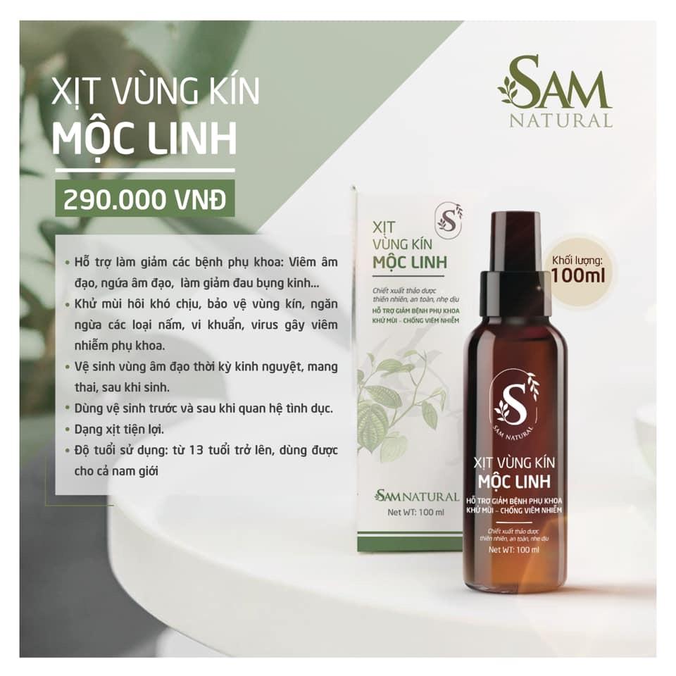Xịt phụ khoa thảo dược - [Sam Natural]  Xịt vùng kín Mộc Linh 100 ml