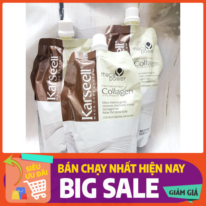 Dầu hấp - ủ tóc - xả phục hồi tóc collagen karseell maca dạng túi 500ml