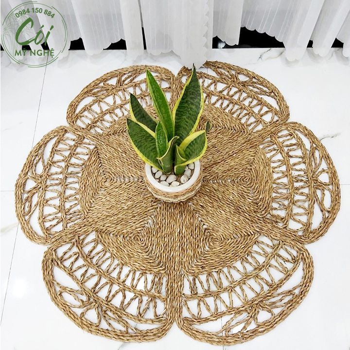Thảm cói hình bông hoa 1,2m