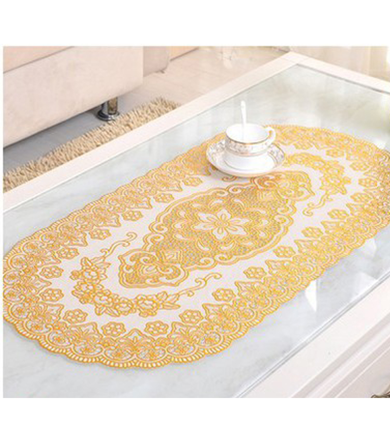 Khăn trải bàn hoa văn dập nổi hình oval kích thước 83x40cm