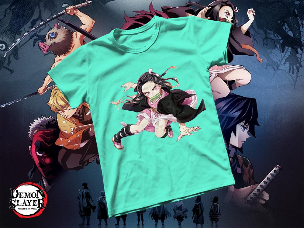 Áo thun Cotton Unisex - Anime - Kimetsu no Yaiba - Nữ quỹ Nezuko