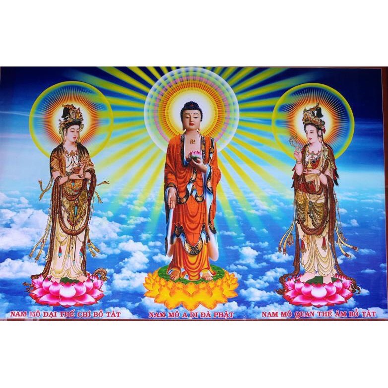 Tranh thêu chữ thập tam thế phật 3d 53565 kt 79x59cm