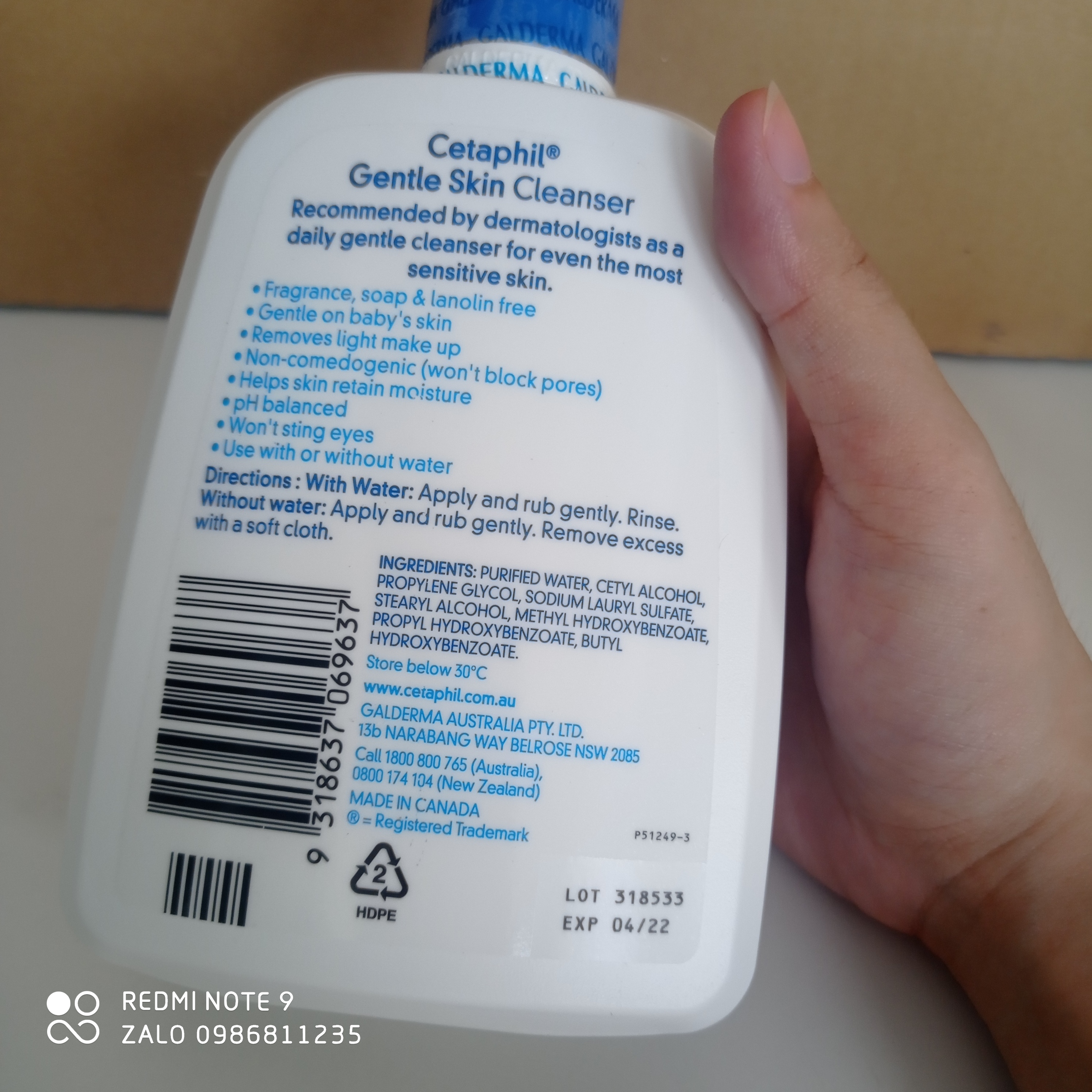 [HCM]HSD 4/22  Sữa rửa mặt Cetaphil 500ml CANADA - [HÀNG CTY có tem phụ TV]