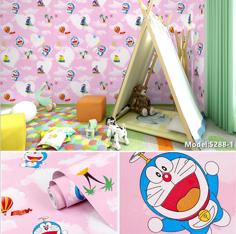 CUỘN 10M X 0.45M DECAL GIẤY DÁN TƯỜNG ĐÔ RÊ MON BẦU TRỜI HỒNG KEO SẴN BÓC DÁN AA067