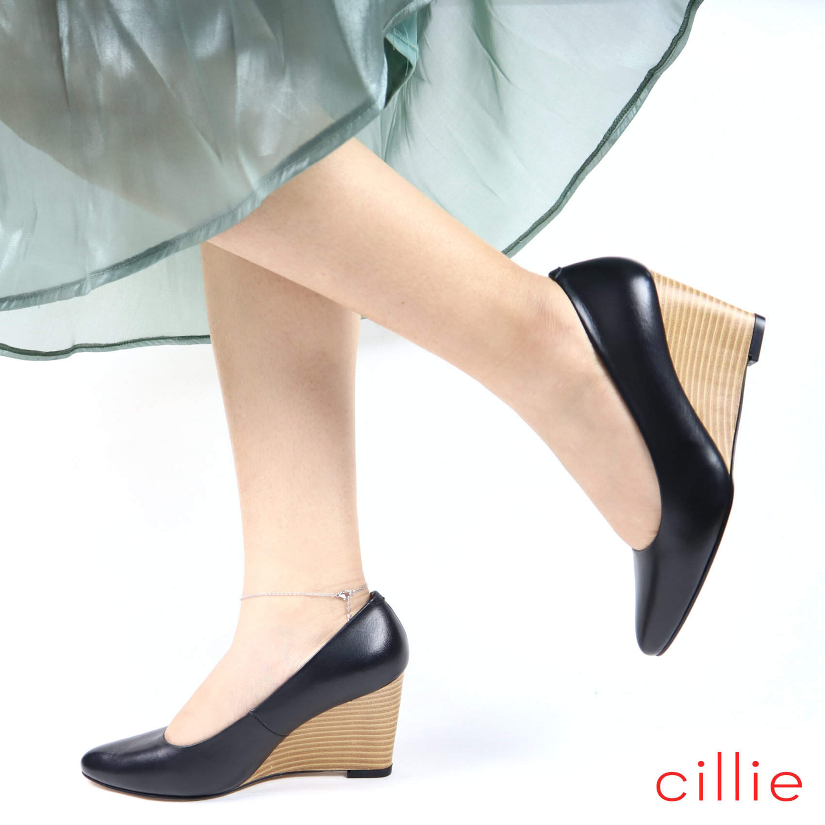 Giày đế xuồng Misho cao 7cm da thật 1130