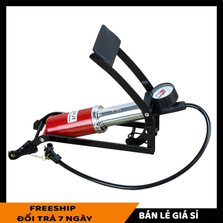 Bơm hơi dùng chân có đồng hồ đo áp suất tiện lợi nhỏ gọn - Bơm hơi mini - Bơm hơi đạp chân mini cho ô tô, xe máy, bơm bóng đa năng và tiện dụng