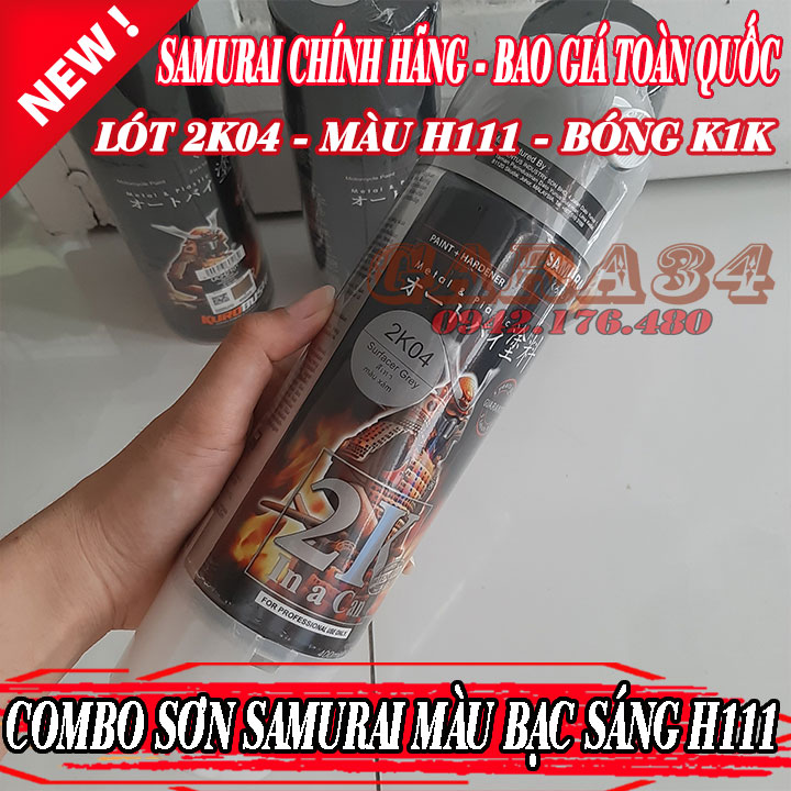 COMBO 3C SƠN SAMURAI MÀU BẠC SÁNG H111 LÓT 2K04
