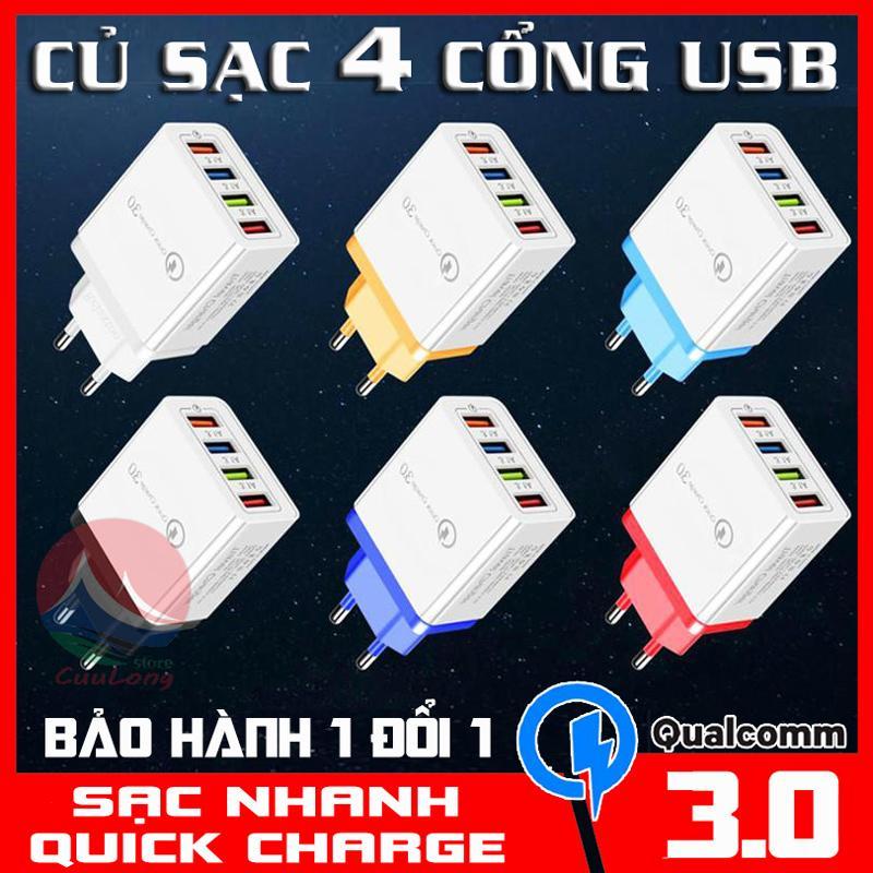 Giá Củ Sạc Nhanh Đa Năng, Có 4 Cổng USB, Sạc Rất Nhanh Mọi Thiết Bị, cục sạc iphone, cục sạc samsung, cục sạc oppo, cục sạc nhanh, củ sạc ip, củ sạc iphone, củ sạc xiaomi, cục sạc điện thoại, cục sạc ipad CuuLongStore