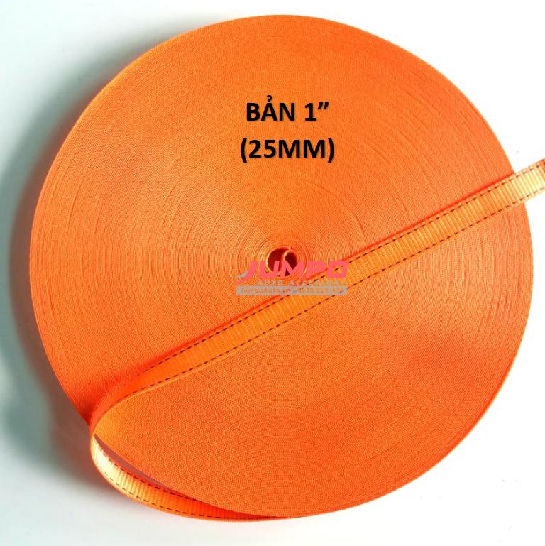 [HCM] Cuộn dây đai polyester 25mm cuộn 30 mét màu cam
