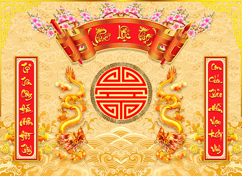 Tranh dán tường trang trí phòng thờ bàn thờ Tổ Tiên Phúc Lộc Thọ CHTT0030 nhiều KT