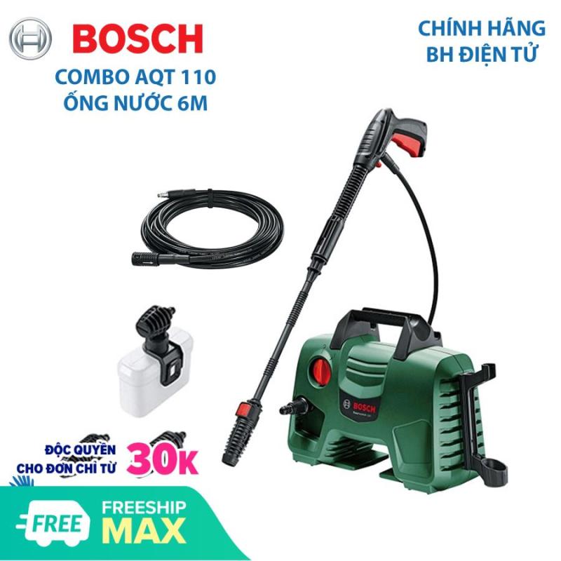 COMBO Máy rửa xe chuyên nghiệp Máy phun xịt rửa oto xe máy EasyAquatak AQT 110 Bosch kèm dây áp lực 6m
