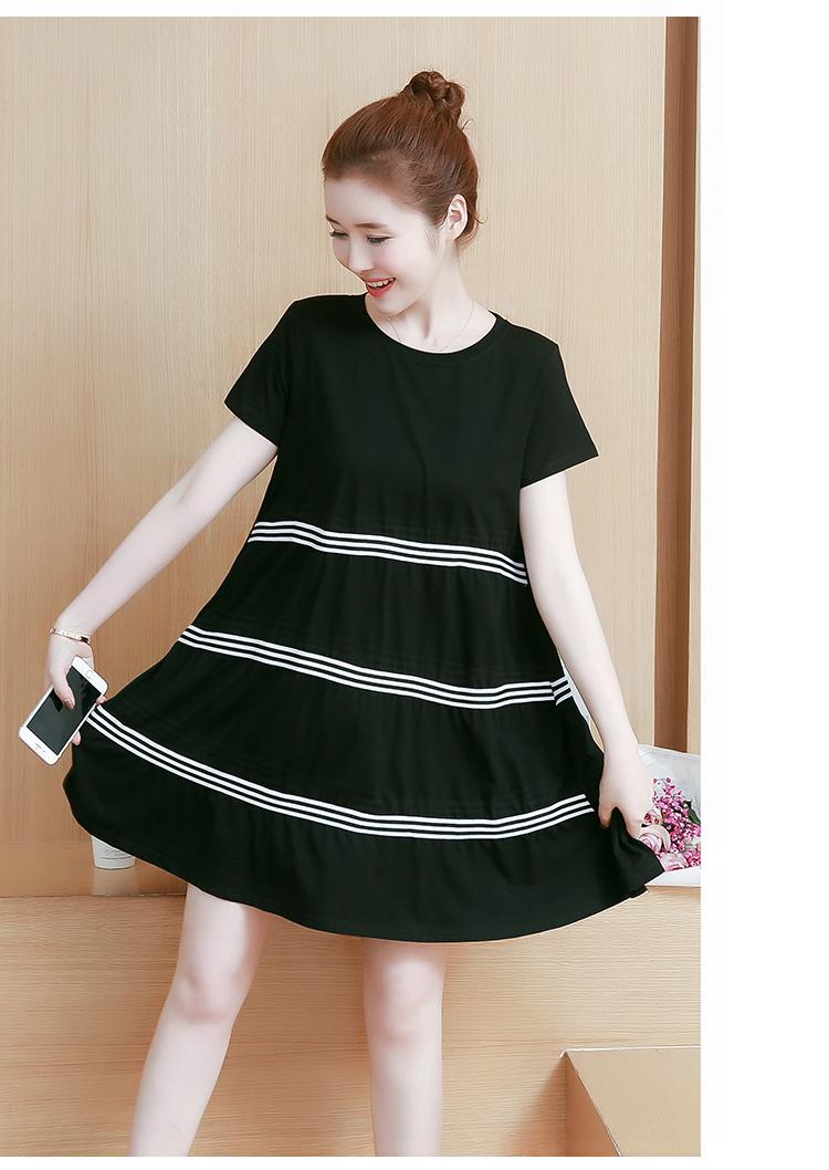 Váy bầu, đầm bầu MOMI 1165 Lụa dáng A phối viền ngang đen