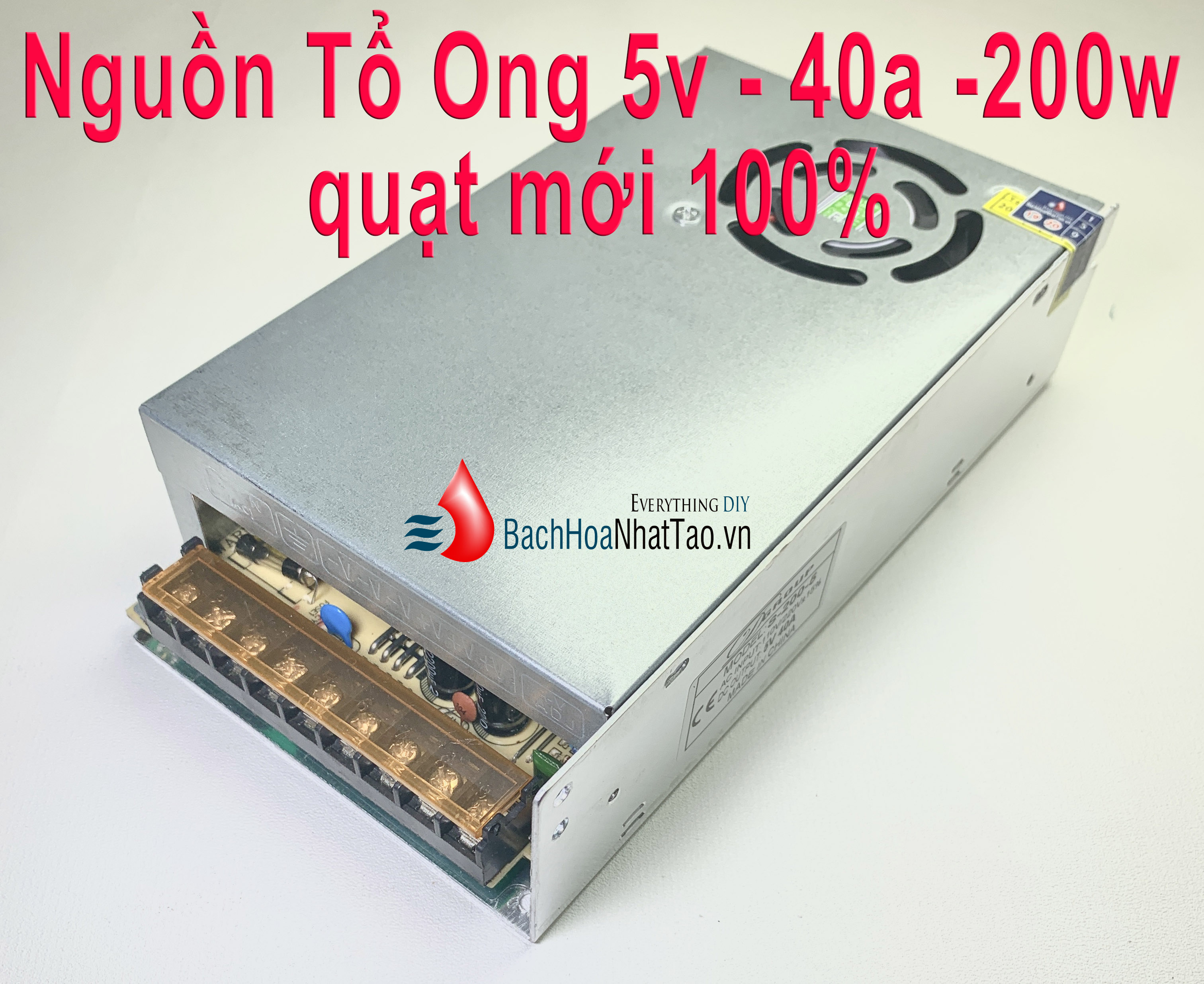 Nguồn tổ ong 5V 40A 200W(quạt) mới 100%