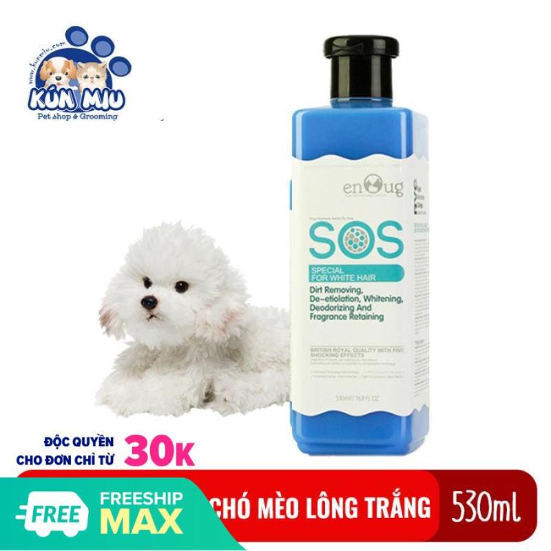 Sữa tắm dành riêng cho chó mèo lông trắng SOS 530ml chai màu xanh giúp thơm lâu, không bị ngả vàng (HÀNG CHÍNH HÃNG)