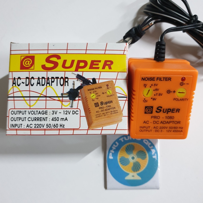 Adaptor AC DC 450mA - điện 3v 4.5v 6v 7.5v 9v 12v cho máy phun săm radio sạc đa năng adapter