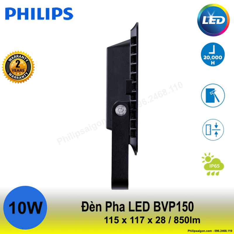 Đèn pha Philips Led BVP 150 10W / 20W / 30W / 50W / 70W ánh sáng Trắng / vàng / hoặc trung tính, Độ kín IP65, Vỏ nhôm đúc chắc chắn, mỏng gọn Driver tích hợp - 24 tháng bảo hành - PhilipSaigon